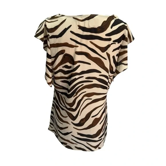 CAbi Brown Zebra Print Ruffle Sleeve Top 3771 Size S - Picture 7 of 12
